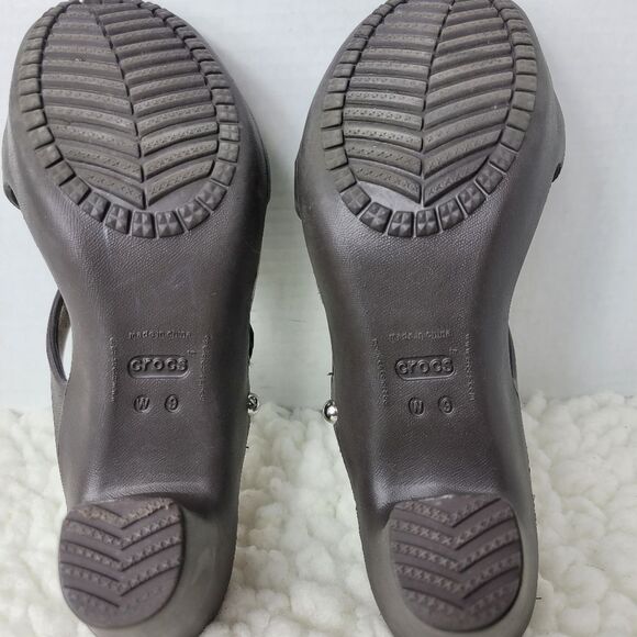Crocs Cyprus IV Heels Sandals WOMENS Size 9 Espresso Mushroom - Picture 8 of 8